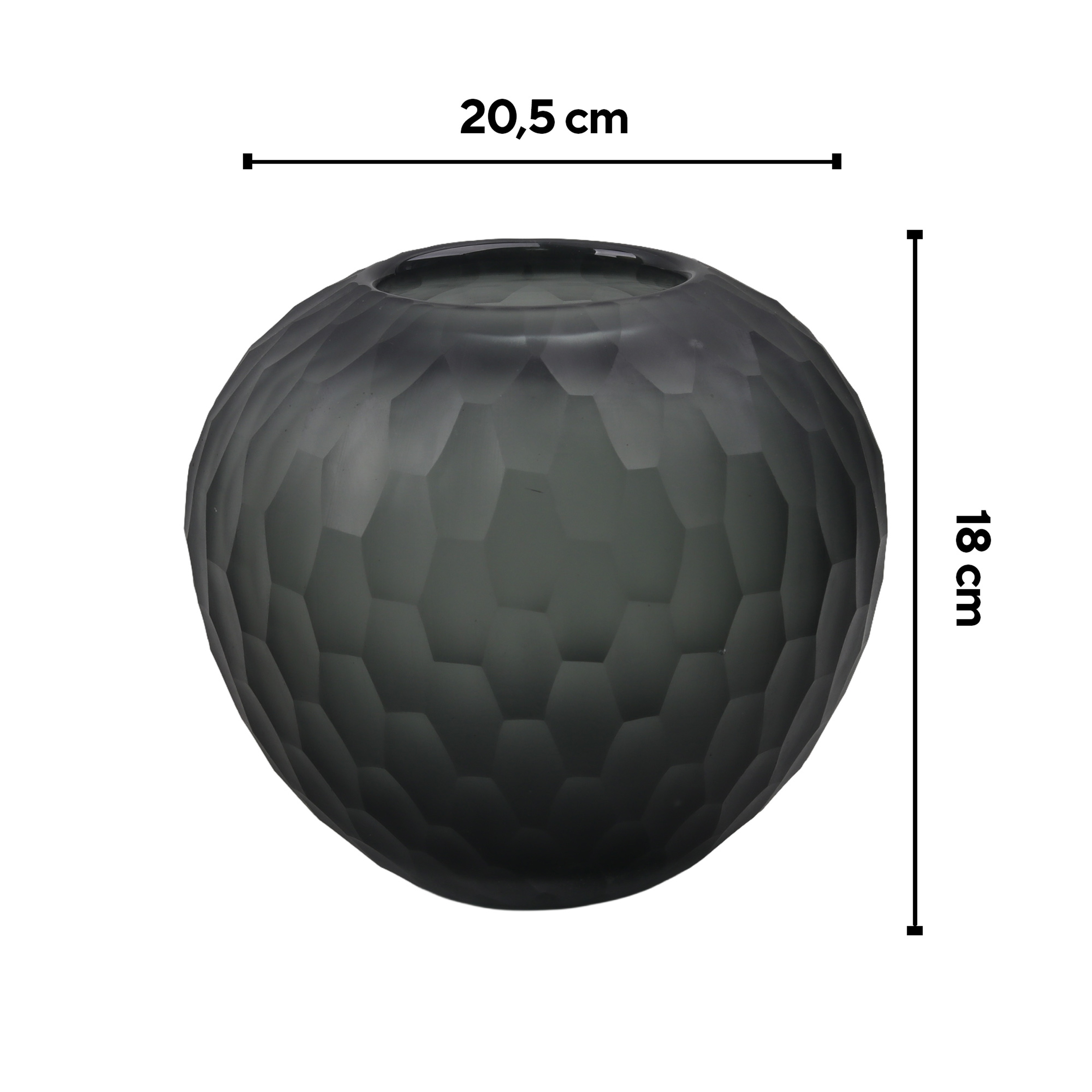 Orb Charcoal Yuvarlak Cam Vazo