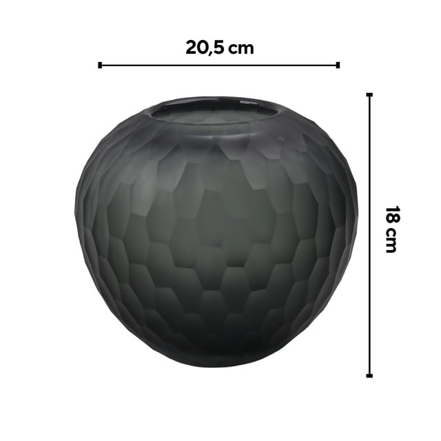 Orb Charcoal Yuvarlak Cam Vazo