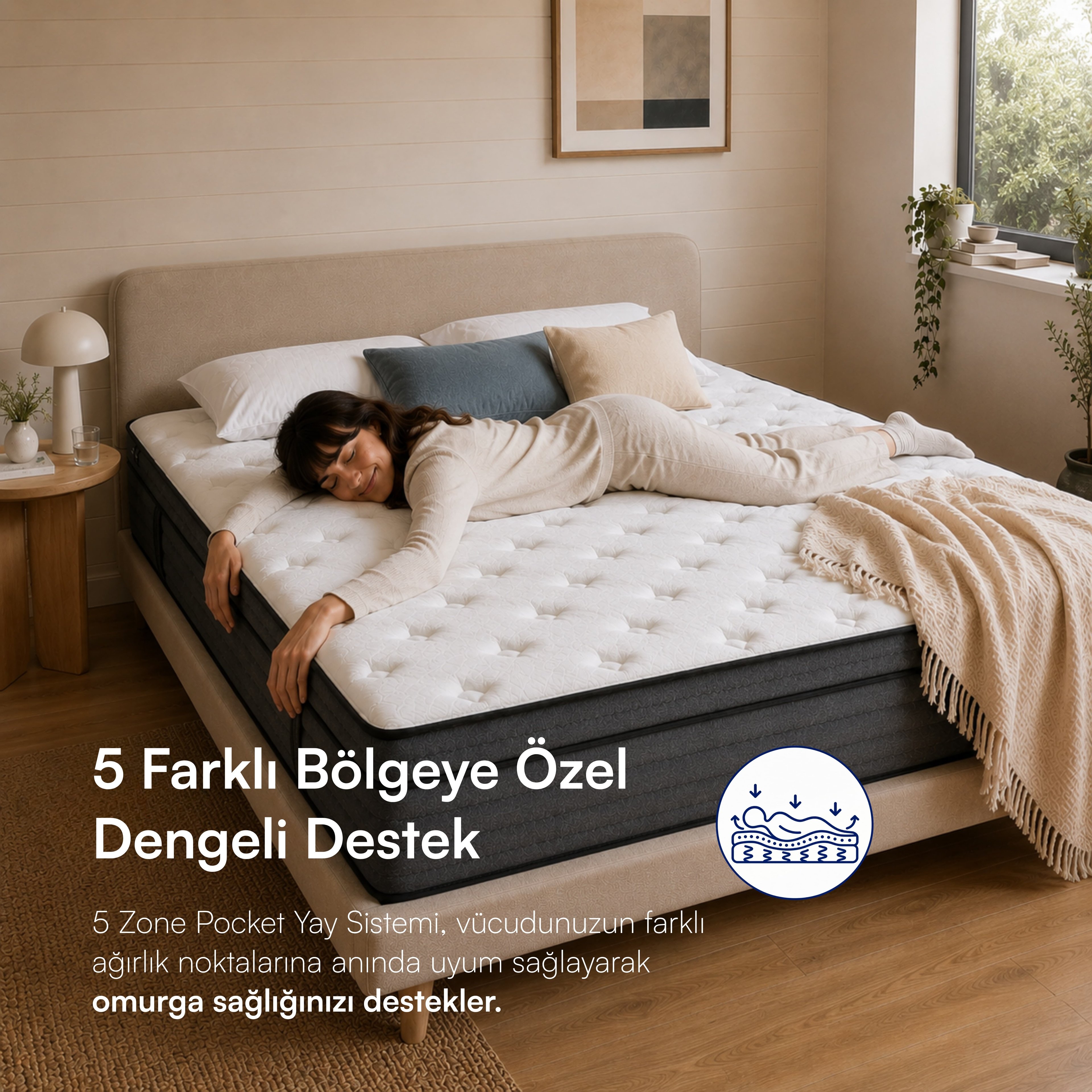 Serta Sleep True Azure Bay Lateks Hybrid Orta Sert Yatak