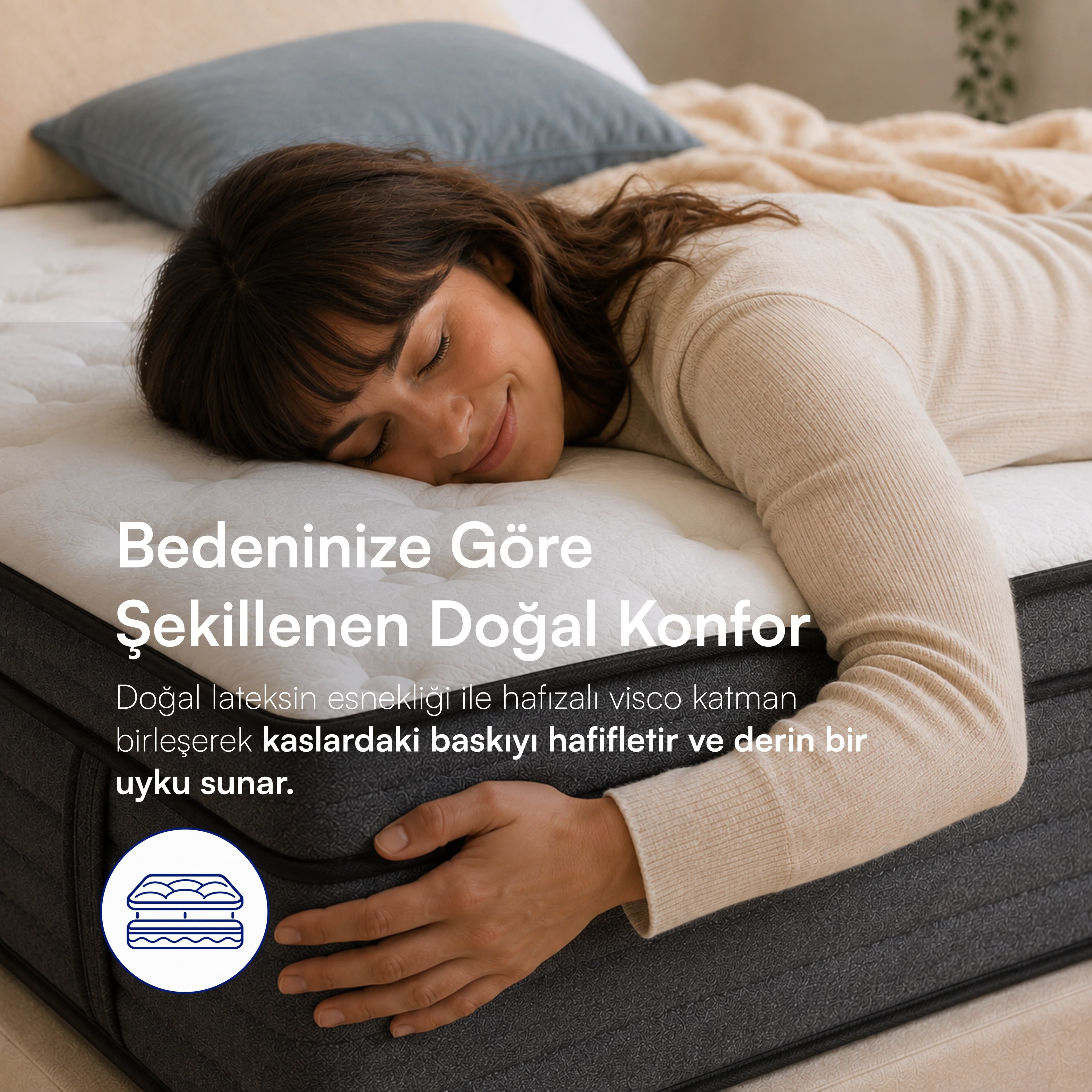 Serta Sleep True Azure Bay Lateks Hybrid Orta Sert Yatak
